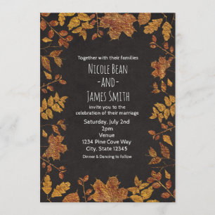 Invitation Mariage élégant des Feuilles d'or russes d'automne
