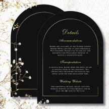 Mariage Élégant Détail Noir Blanc Or Script