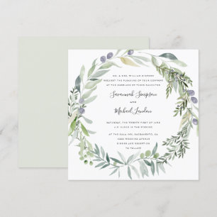 Invitation Mariage élégant d'Olive et de feuilles