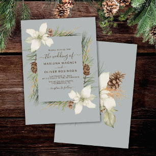 Invitation Mariage élégant écriture grise lumière d'hiver