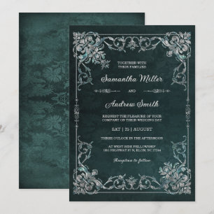 Invitation Mariage élégant émeraude et diamant