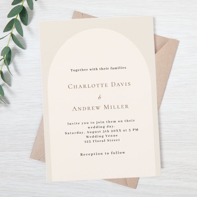 Invitation Mariage élégant en arche beige (Créateur téléchargé)
