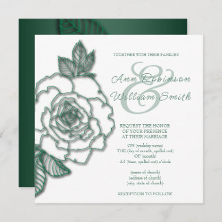 Invitation Mariage élégant en argent vert émeraude