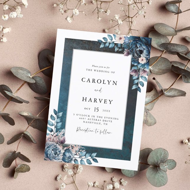 Invitation Mariage élégant en marbre bleu (Créateur téléchargé)