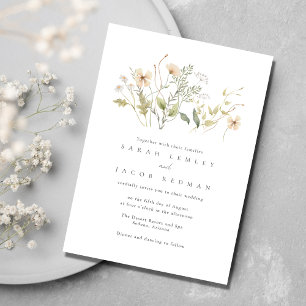 Invitation Mariage Élégant en Plein Air avec Fleurs Sauvages