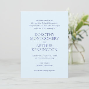 Invitation Mariage élégant en poudre bleu moderne