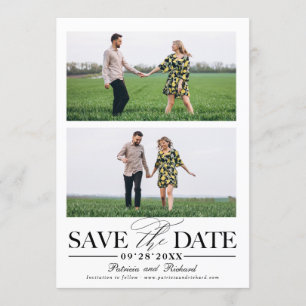 Invitation Mariage élégant Enregistrer La Date 2 Photo Collag