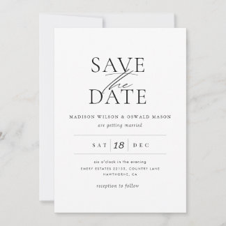 Invitation Mariage Élégant Enregistrer la Date Classique