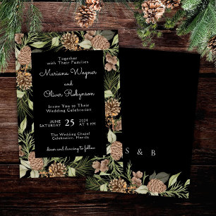 Invitation Mariage Élégant Épice Moderne Noir et Blanc