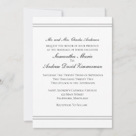 Invitation Mariage élégant et classique d'argent blanc