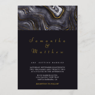 Invitation Mariage élégant et élégant à la grille d'or gris m