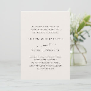 Invitation Mariage élégant et élégant, de couleur beige minim