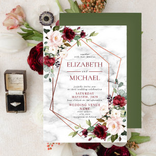 Invitation Mariage élégant et géométrique en cuivre moderne