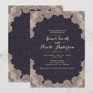 Invitation Mariage élégant et Vintage de la dentelle romantiq