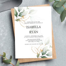 Mariage ELEGANT Feuille Foliing Gold Watercolor