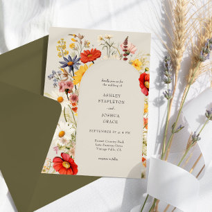 Invitation Mariage Élégant Fleur de Fleur Rustique Arch