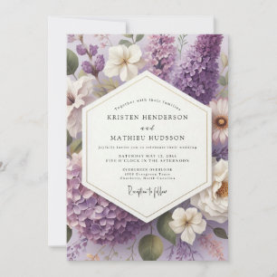 Invitation Mariage Élégant Fleur de Lilas