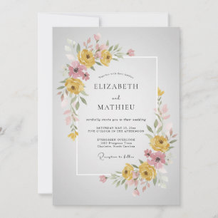 Invitation Mariage Élégant Fleur Jaune