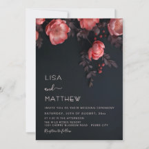 Mariage Élégant Fleurs 3D Sombres Roses
