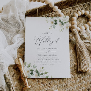 Invitation Mariage Élégant Fleurs Sauvages Blanches