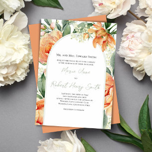 Invitation Mariage élégant Floral Boho Arch Peach