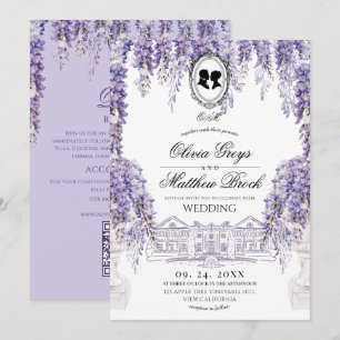 Invitation Mariage Élégant Floral Régence Tout En Un
