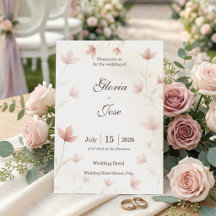 Mariage Élégant Floral Rose Pâle Minimaliste