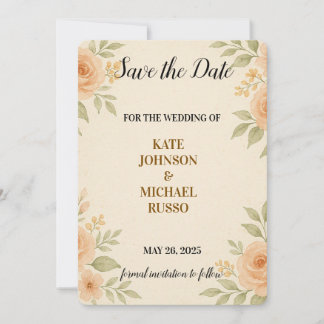 Invitation Mariage Élégant Floral Rustique Rétro Moderne
