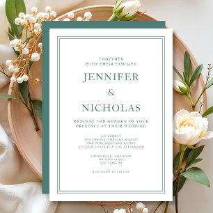 Invitation Mariage Élégant Formel Émeraude Vert