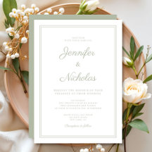 Mariage Élégant Formel Vert Sauge Script