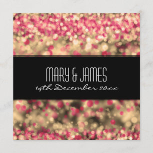 Invitation Mariage Élégant Fuchsia Et Or Lumières Étincelante
