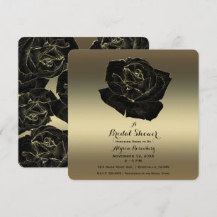 Invitation Mariage élégant Gold & Black Rose