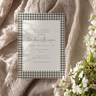 Invitation Mariage élégant gris moderne à carreaux et gingham