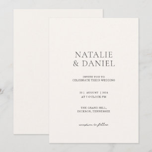 Invitation Mariage Élégant Ivoire et Charbon