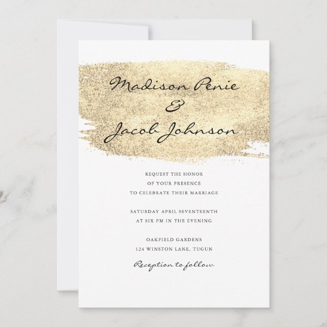 Invitation Mariage élégant Jaune Or Moderne (Devant)