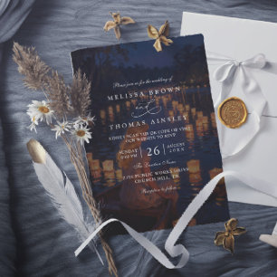 Invitation Mariage Élégant Lanternes Emmêlées Code QR Moderne