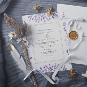 Invitation Mariage Élégant Lavande Aquarelle Classique Violet