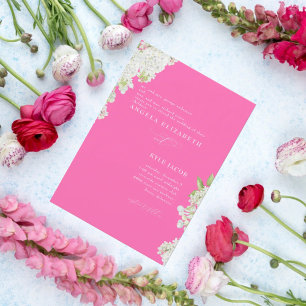 Invitation Mariage Élégant Lilas Blanc Rose Chaud