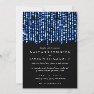 Invitation Mariage élégant Lumières bleues modernes