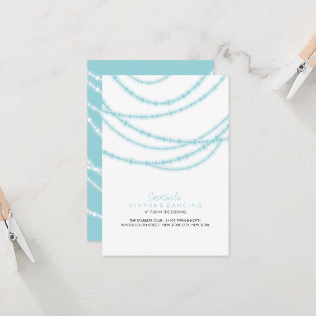 Invitation Mariage Élégant Lumineux aux Reflets Aqua Blue (Devant/Arrière en situation)