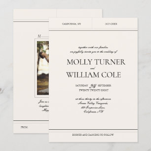 Invitation Mariage élégant Luxe Vintage Classique Photo