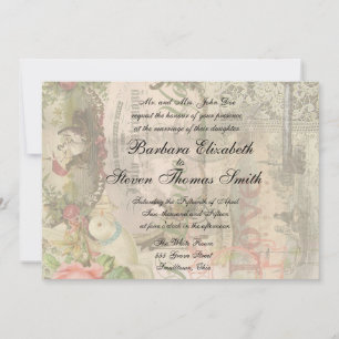 Invitation Mariage élégant Mariage Vintage Antique Vintage