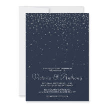 Mariage Elegant Marine & Silver Falling Stars
