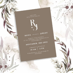 Invitation Mariage élégant minimaliste Brown foncé