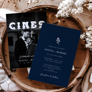 Invitation Mariage Élégant Minimaliste Photo Botanique