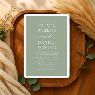 Invitation Mariage Élégant Minimaliste Vert Sauge