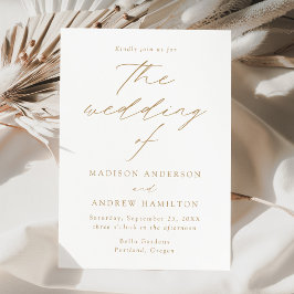 Invitation Mariage élégant moderne à l'écriture dorée