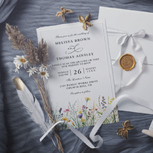 Invitation Mariage élégant moderne à petit budget avec code Q