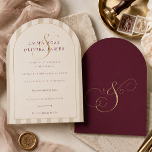 Invitation Mariage élégant moderne avec arche en champagne bu
