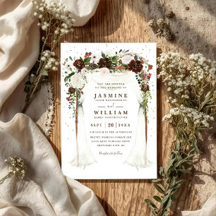 Invitation Mariage élégant moderne avec canopy floral boho QR